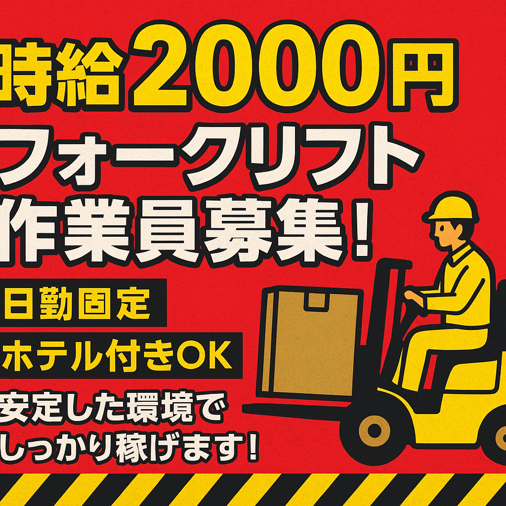 高時給フォークリフトオペレーター募集！